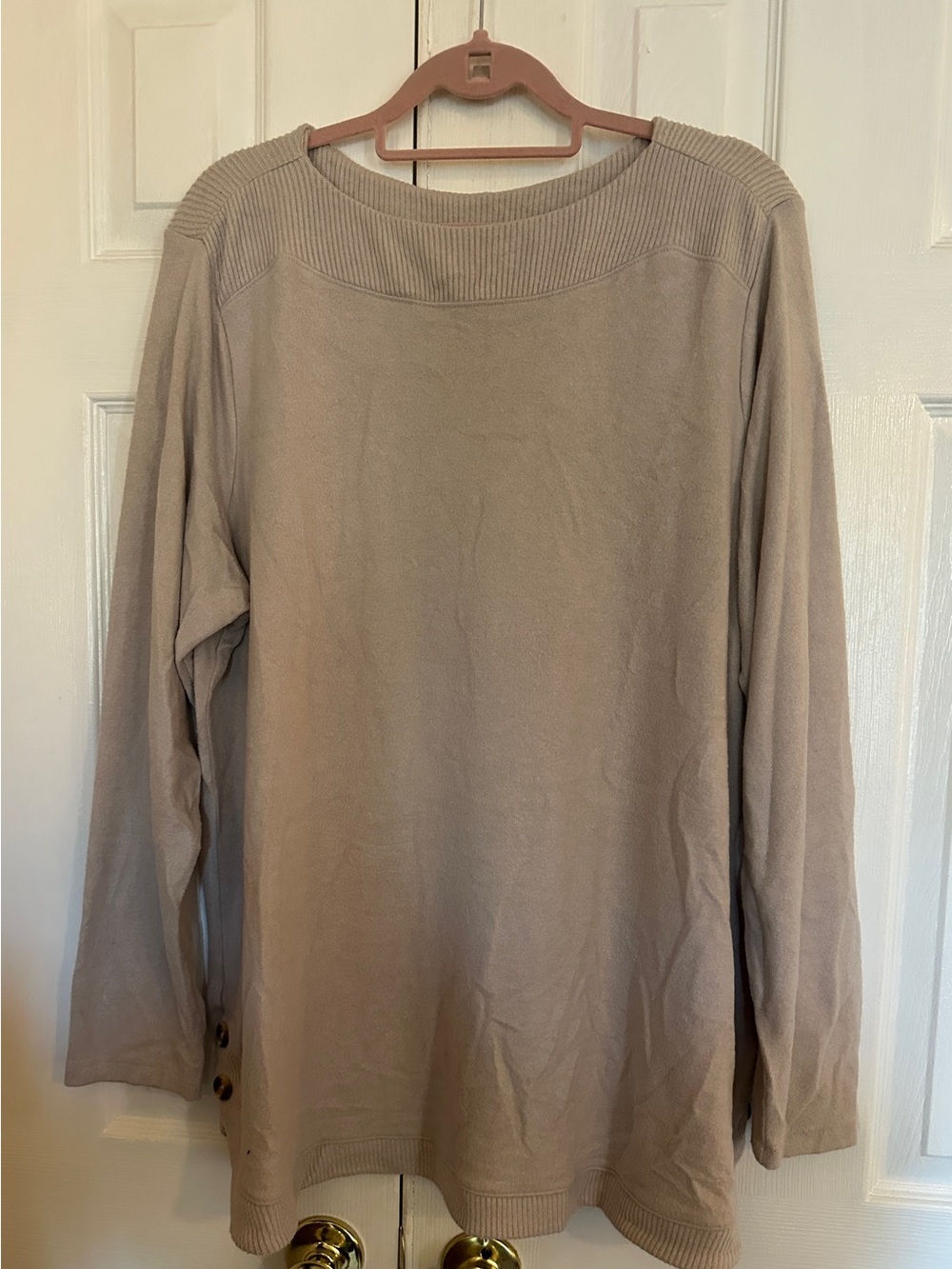 croft & barrow Taupe Crewneck Long-Sleeve Sweater